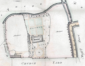 Site layout plan of Saint Mary's Vicarage in 1845 [P85/2/12/3]